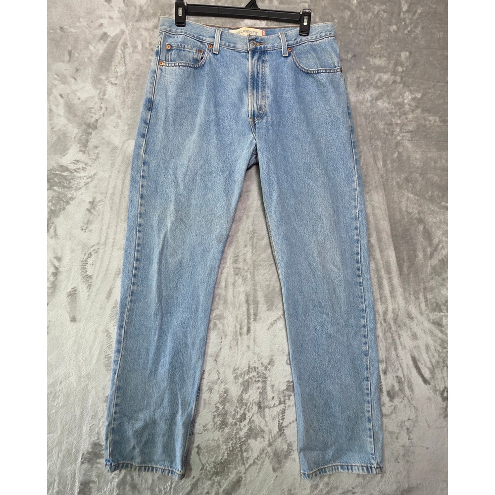 Levis 505 Regular Fit Mens 36x34 Light Wash Blue Denim Relaxed Straight Leg